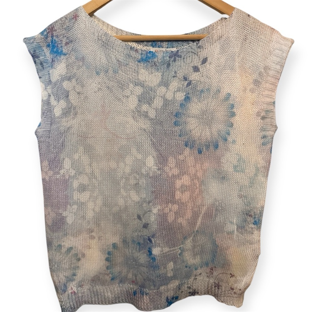 EUC Lisa Ricci Floral Patterned Sleeveless Sweater - Picture 1 of 4